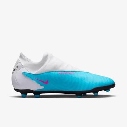 Chuteira Campo Nike Phantom Gx Club DF FG MG Masculina Branca Azul