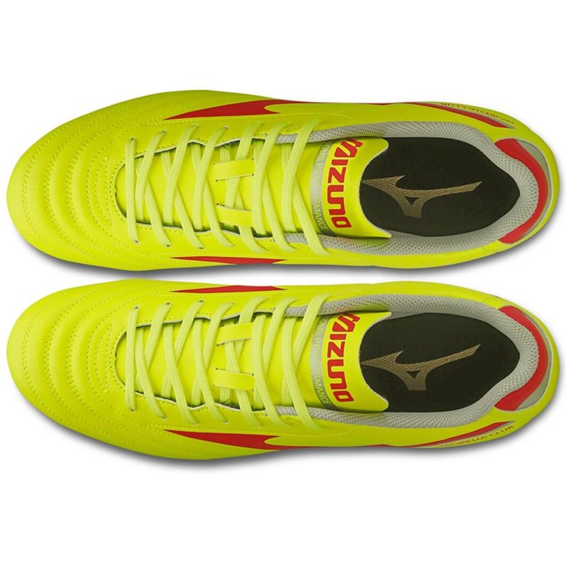 Chuteira Campo Mizuno Morelia Club Masculino - Amarelo Neon+Coral
