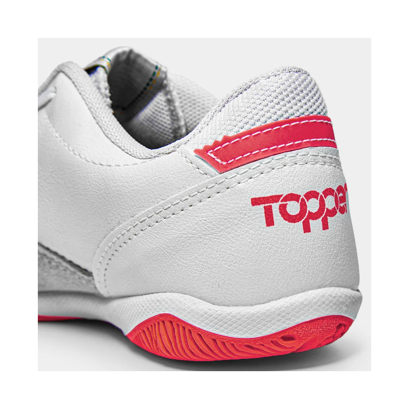 Chuteira Topper Futsal Titanium Infantil- Branco+Laranja