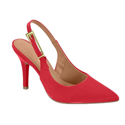 Sapato Feminino Vermelho Salto Grosso Sapato Vizzano Scarpin De