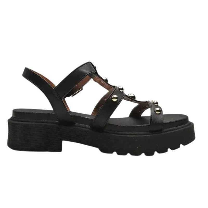 Sandália Papete Feminina Vizzano Salto Grosso Tratorada 6499110- Preta