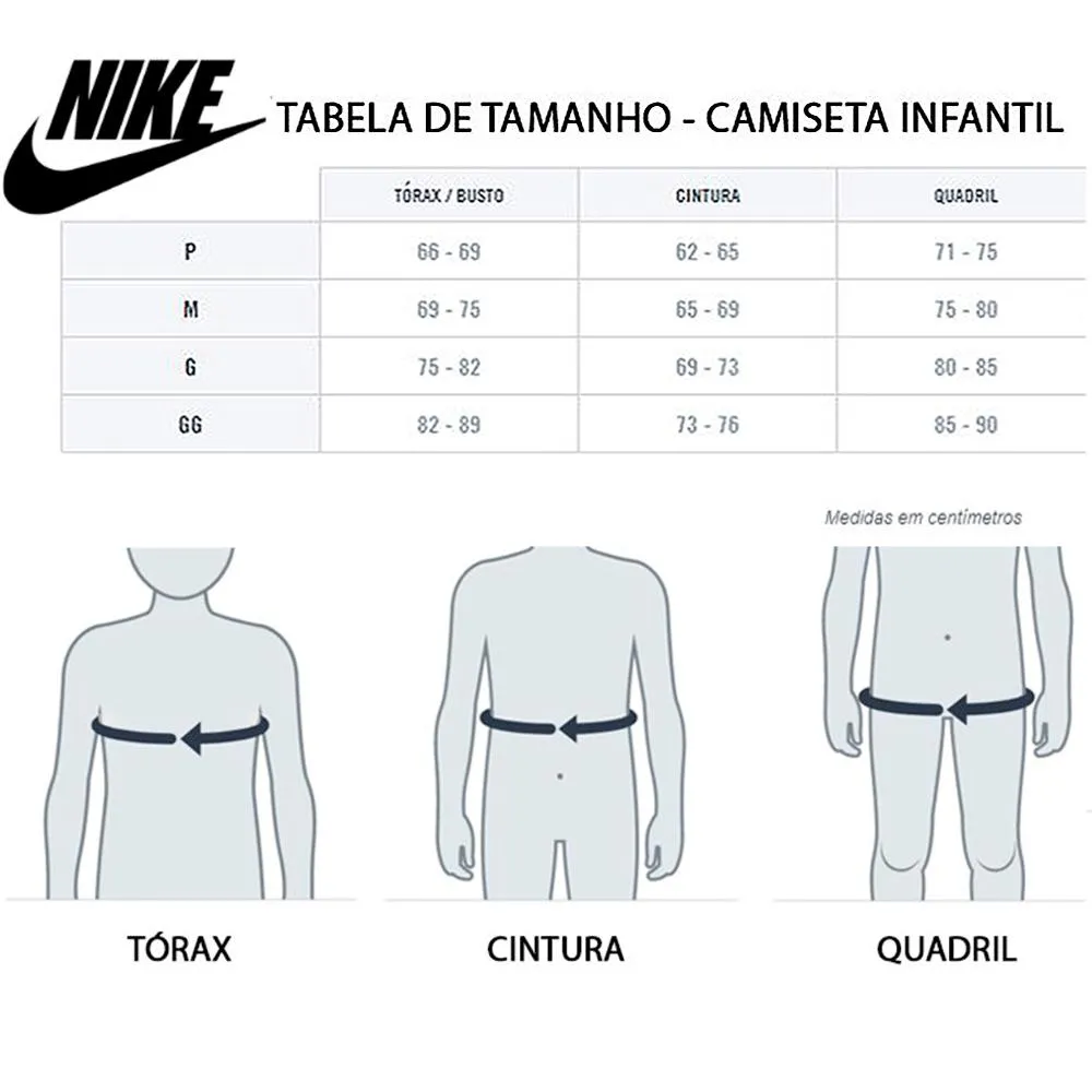 TABELA DE MEDIDAS NIKE CAMISETA INFANTIL