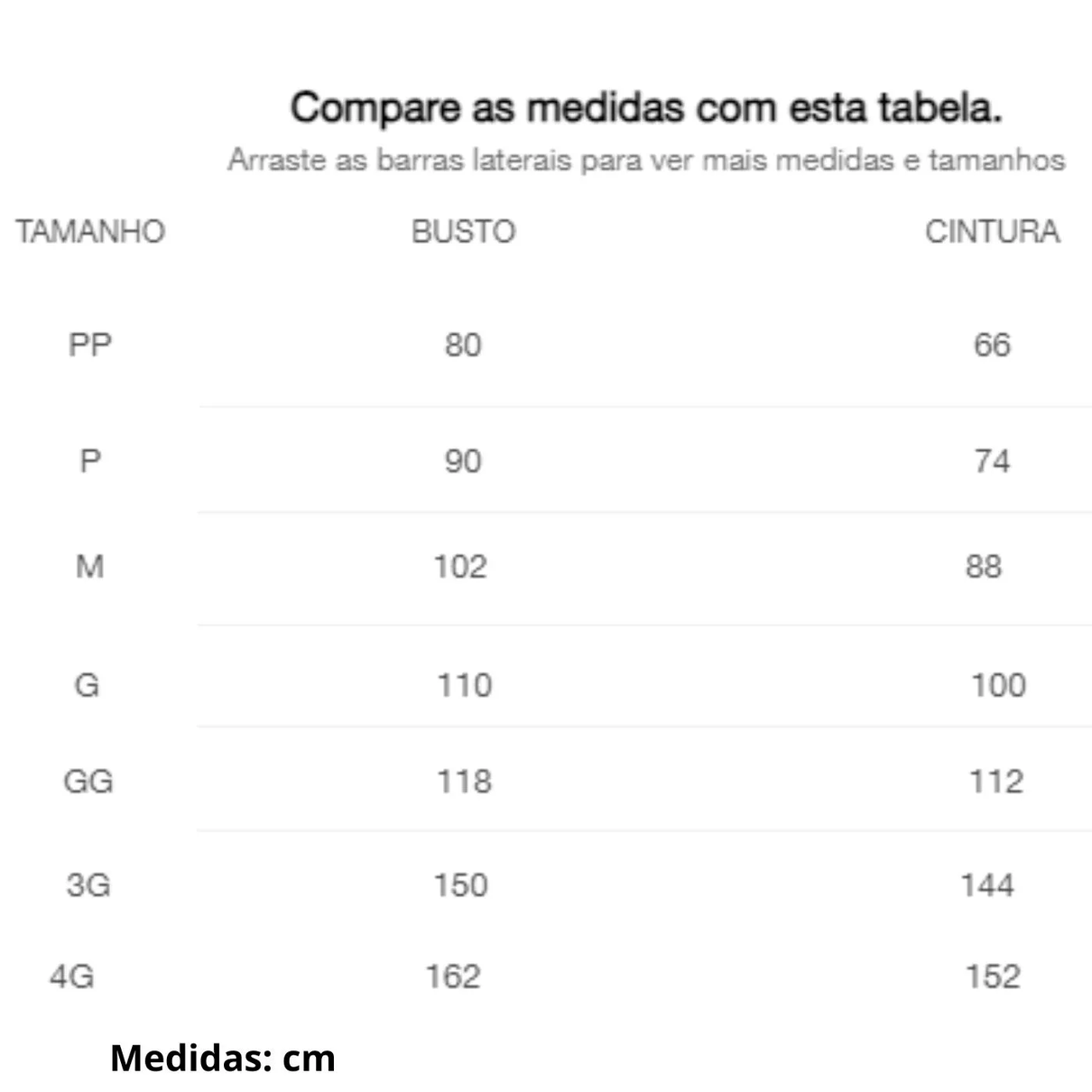TABELA DE MEDIDAS NIKE CAMISETA FEMININA